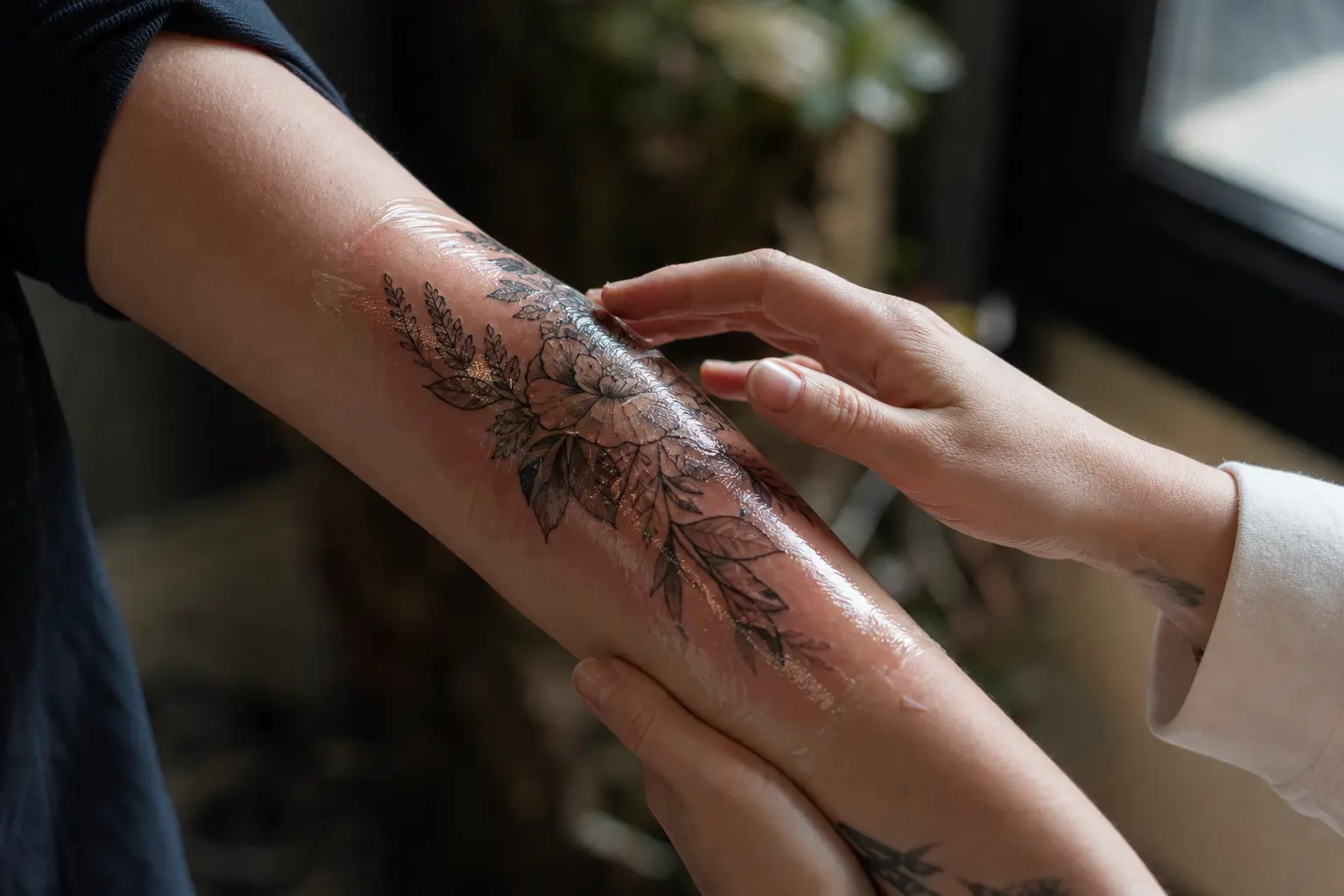 Verse tattoo in de eerste dagen: dun ingesmeerd en met rust laten genezen.