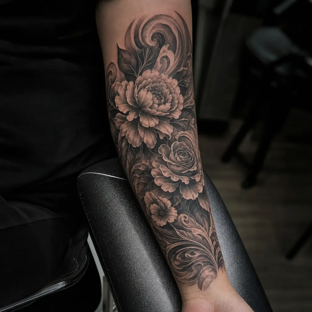 Cover-up tattoo die een oude vervaagde tattoo verbergt