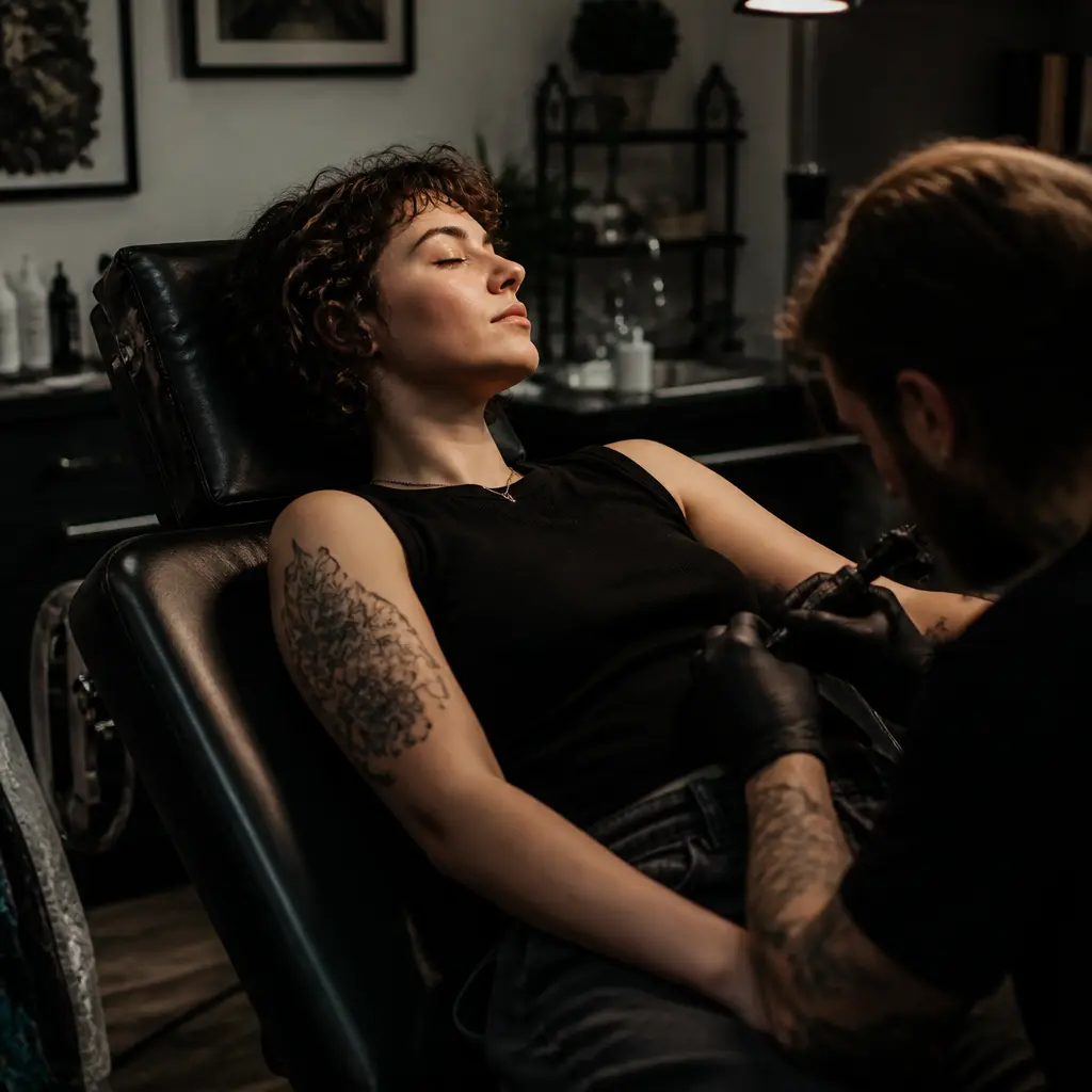 Ontspannen ademhalen tijdens het tatoeeren maakt de pijn draaglijker