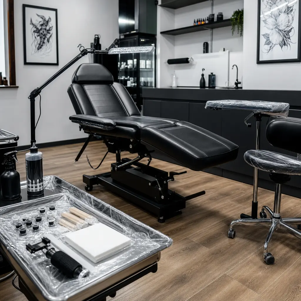 Schone tattoostudio met steriele werkplek