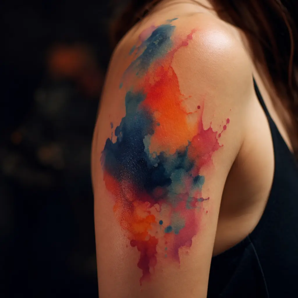 Watercolor tattoo vol kleur