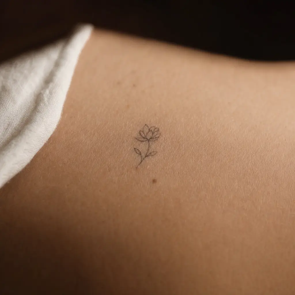 Kleine fine-line tattoo van dichtbij