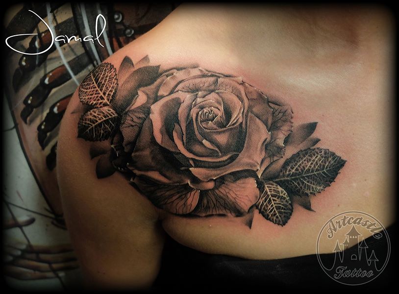 ArtCastleTattoo Tattoo ArtiestJamal Rose Black n Grey