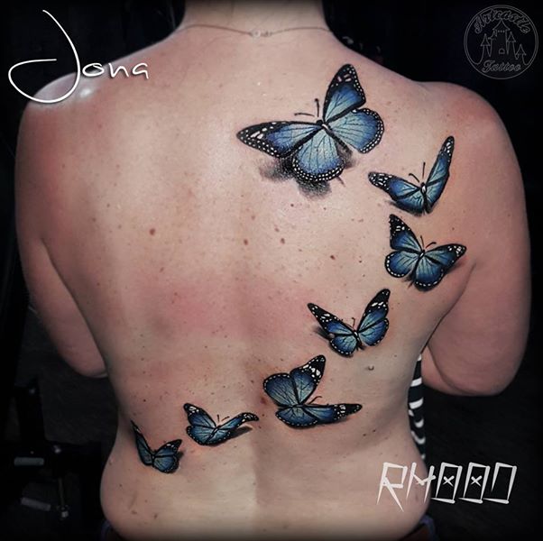 ArtCastleTattoo Tattoo ArtiestJona Realistic blue butterflies Color