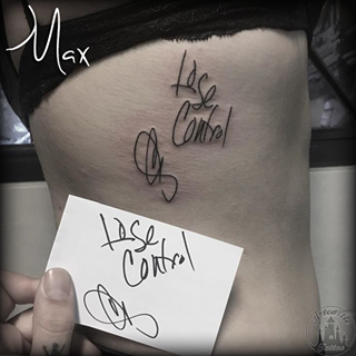 ArtCastleTattoo Tattoo ArtiestMax Signed signature tattoo of Chester from Linkin Park Lettering