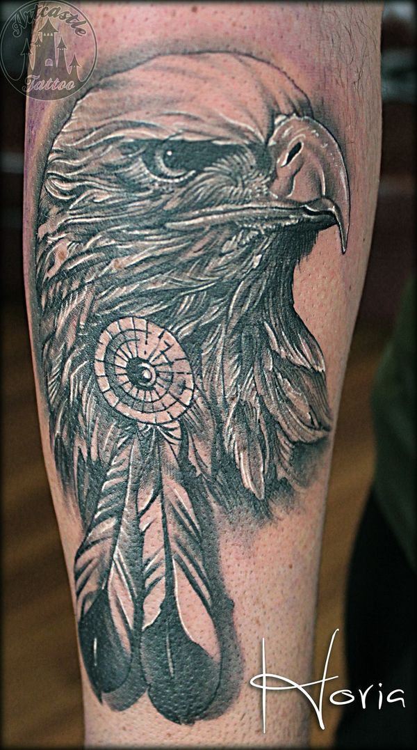 ArtCastleTattoo Tattoo ArtiestPrive Horia Realistic Eagle head tattoo black n grey on arm BlacknGrey