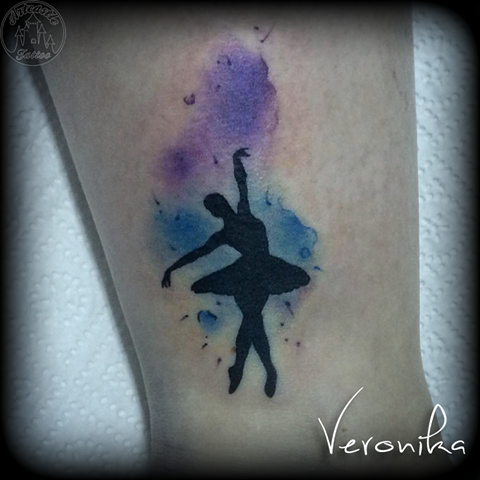 ArtCastleTattoo Tattoo ArtiestVeronika Watercolor ballerina dancer Color